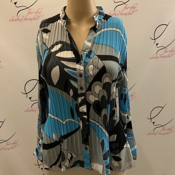 S.L.B. Size Medium. Micro Pleated. Long Sleeve. Button Up. Shirt. B74 - Picture 1 of 6